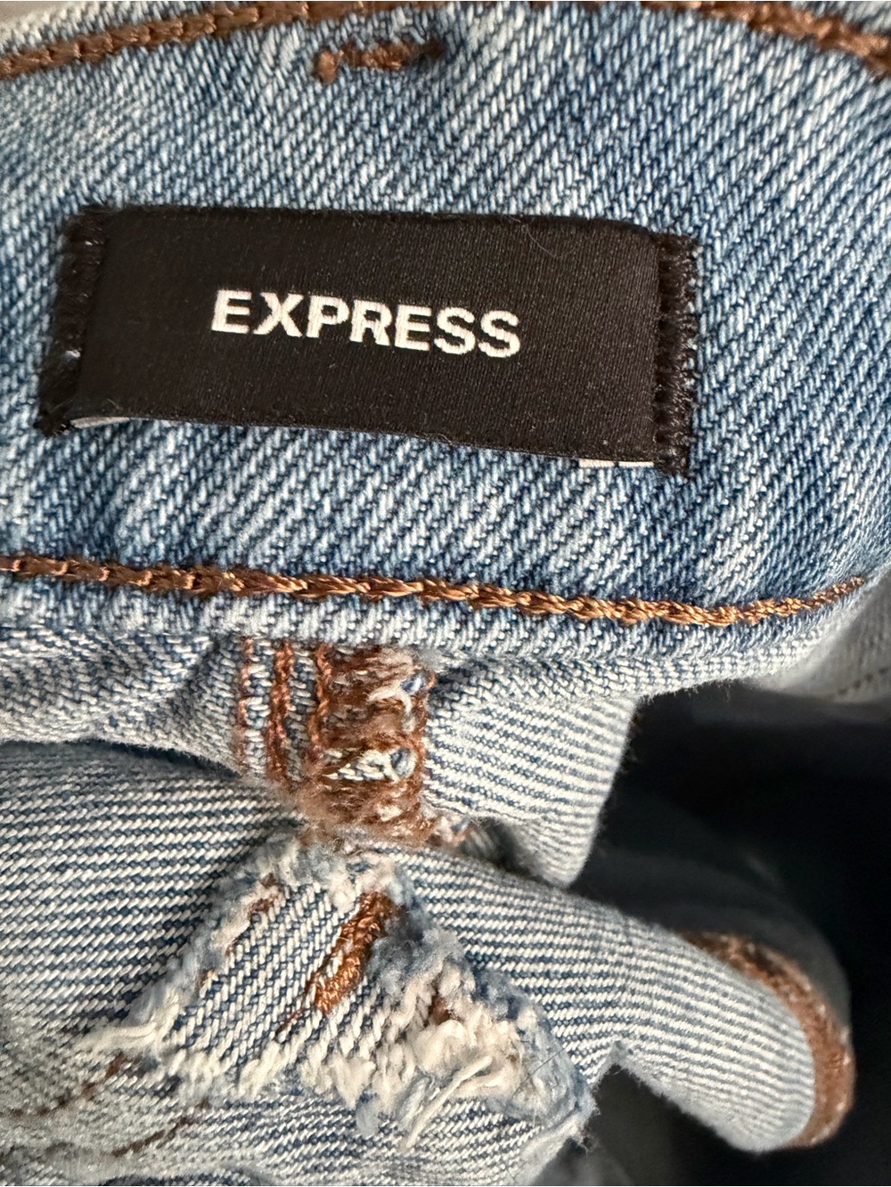 Express Light Wash Denim Jean Skirt High Rise Stretch - Picture 3 of 8